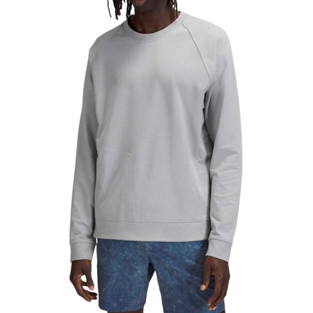 LULULEMON City Sweat Crew Sweatshirt Men M Gray Side Zip Athletic Unisex EUC